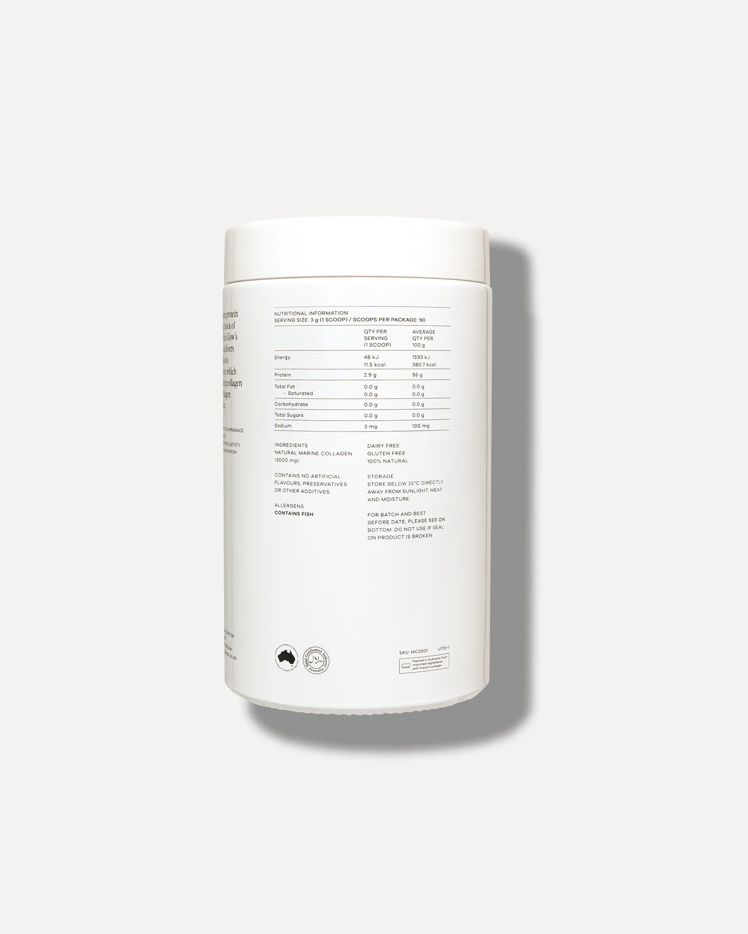 Natural Marine Collagen Powder 270g Glass Tub - Original - Image 6